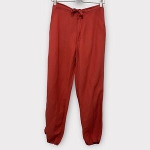 Cubavera Women’s Coral Orange Linen Blend Drawstring Pants Size Small 28-30